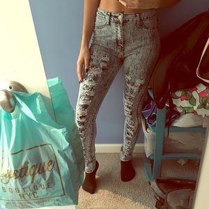 Faded ripped skinny jeans - grayish blue
